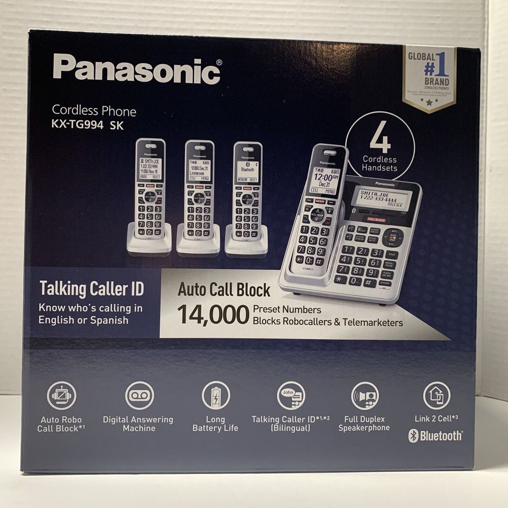 Panasonic Home Phone Bundle ~ KX-TG994 DECT 6.0 Bluetooth 4-Handset ~ New w/ Box